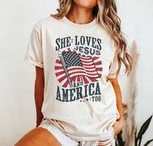 Load image into Gallery viewer, Loves Jesus &amp; America Too Tee