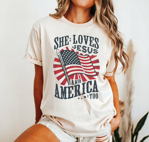 Loves Jesus & America Too Tee