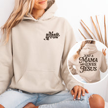 Load image into Gallery viewer, Just A Mama Who Loves Jesus Campus Hoodie